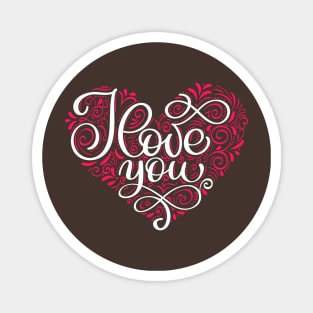 I love you Typography Heart Magnet